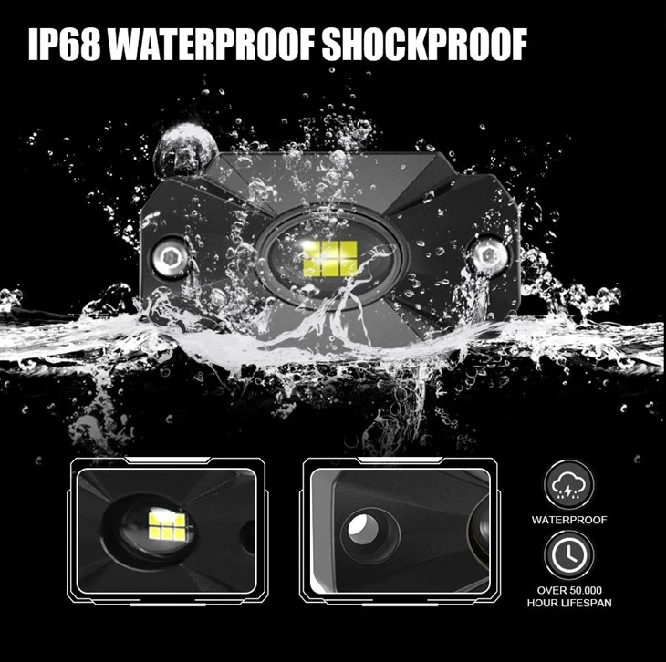 8 Pods Exterior Wheel Light Kit RGB White LED Rock Lights
