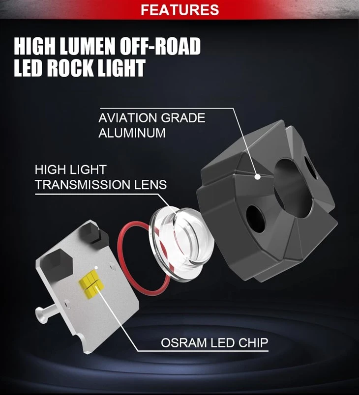 8 Pods Exterior Wheel Light Kit RGB White LED Rock Lights